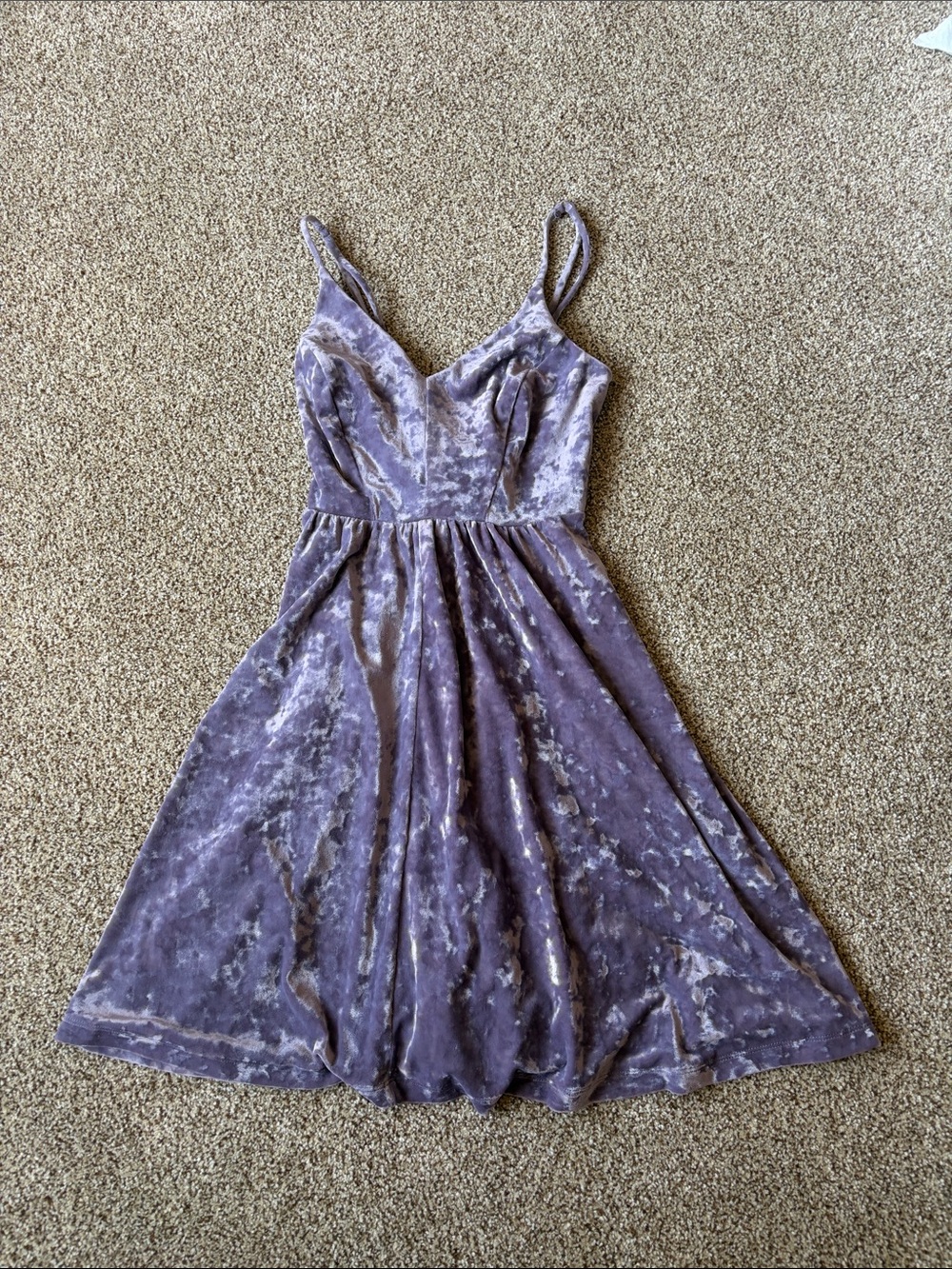 Velvet Purple Spaghetti Strap Dress